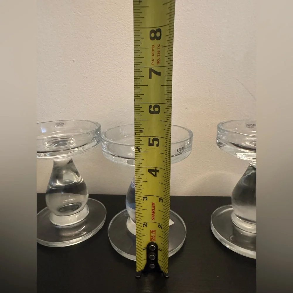 Set of 4 Crate&Barrel Clear Glass Chateau Candleholder